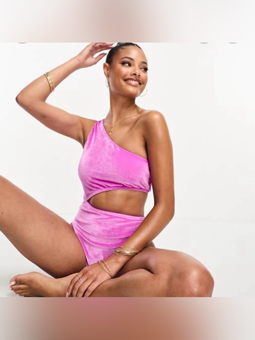 1 PC Neon Violet Velour Swimsuit
